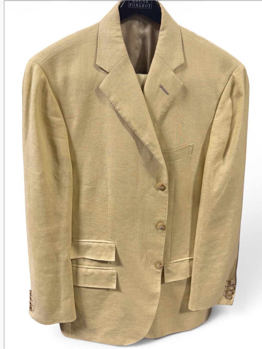 Vintage Polo Ralph Lauren Beige Linen Blend 3 Piece Suit Made in Italy